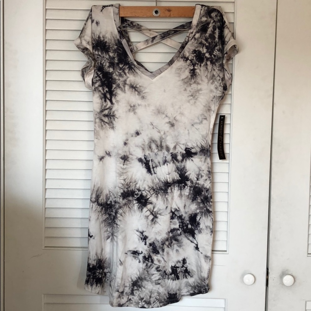Strappy Back Black Tie Dye Dress